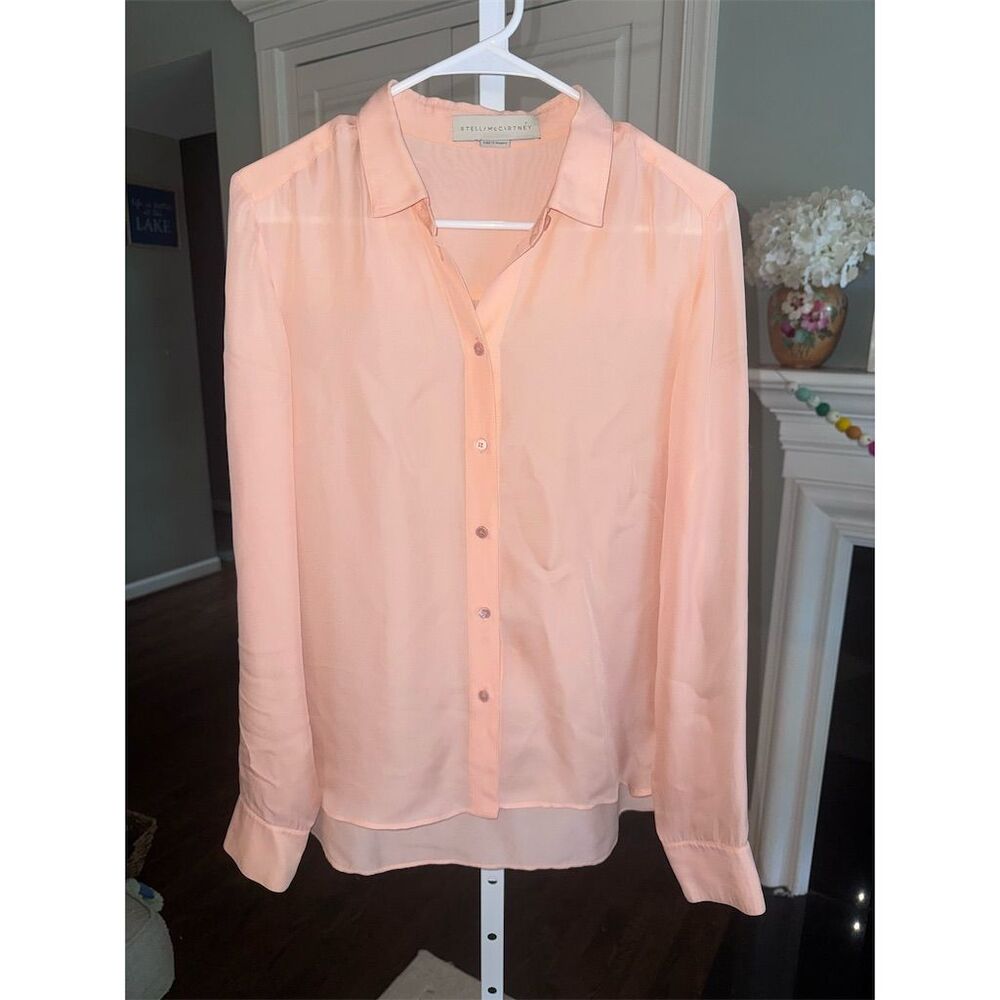 Stella McCartney Women's Blouse Size 10 100%‎ Cupro/Vegan Silk Mother of Pearl